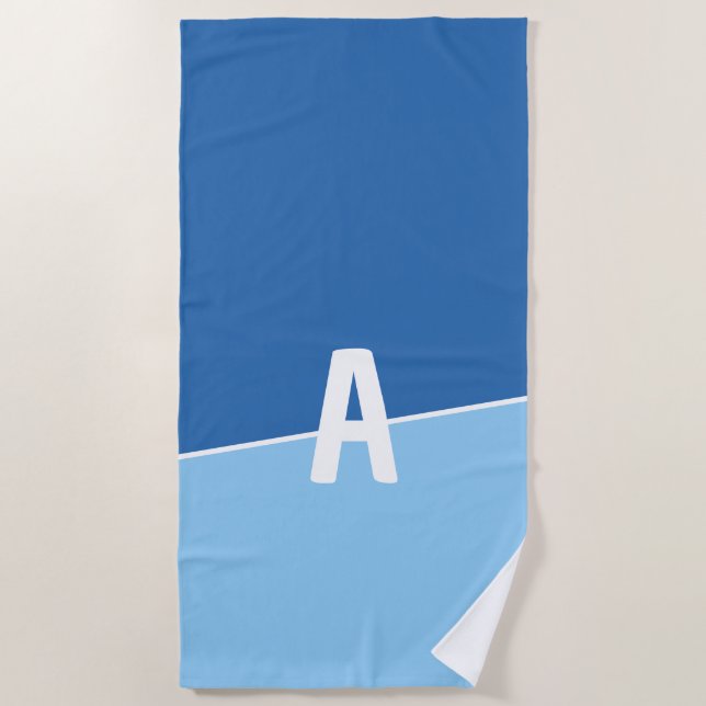 Monogram Two Colours Ocean Calm Beach Towel (Front)