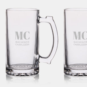 Monogram Two Initials Name Custom Stein