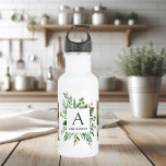 Monogram Two Photos | Personalised Greenery Frame 532 Ml Water Bottle<br><div class="desc">Monogram Two Photos | Personalised Greenery Frame</div>