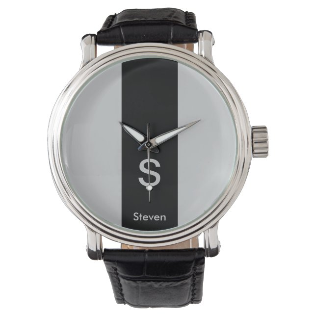 Monogram Two Tone Modern Black and Grey Watch (Front)