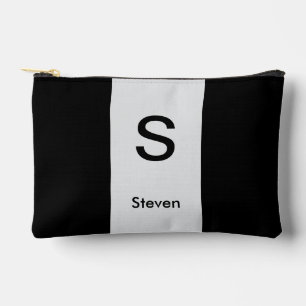 Monogram Two Tone Modern Black and Light Grey Accessory Pouch