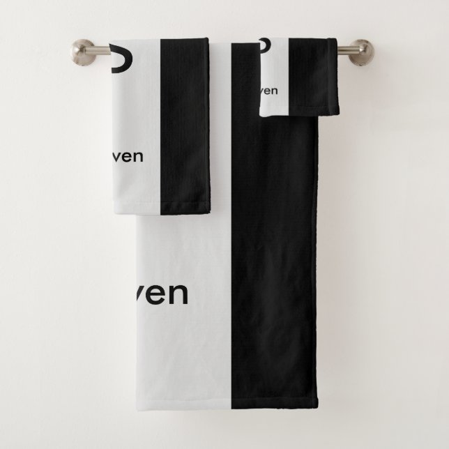 Monogram Two Tone Modern Black and Light Grey Bath Towel Set (Insitu)