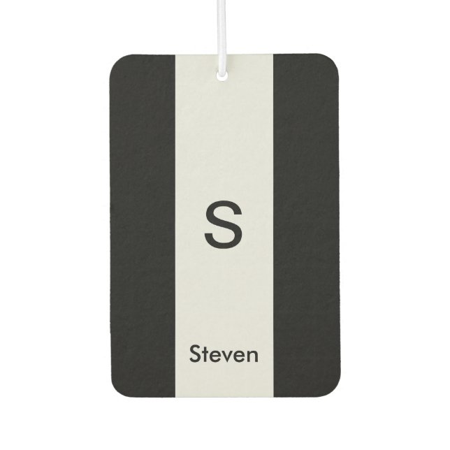 Monogram Two Tone Modern Black and Light Grey Car Air Freshener (Front)
