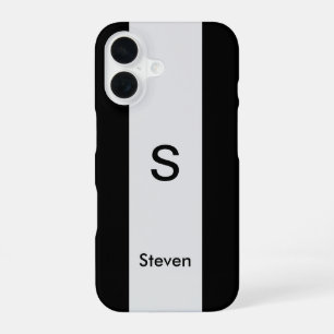 Monogram Two Tone Modern Black and Light Grey iPhone 16 Case