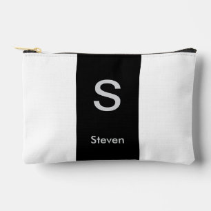 Monogram Two Tone Modern Black and White Accessory Pouch