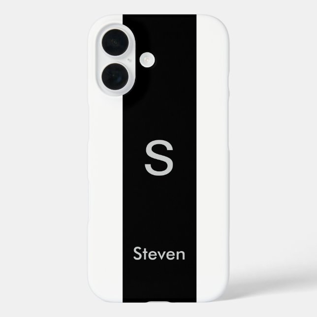 Monogram Two Tone Modern Black and White Case-Mate iPhone Case (Back)