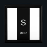 Monogram Two Tone Modern Black and White Gift Box<br><div class="desc">A minimalist monogram design with a black stripe down the centre with a monogram and your name below. The perfectly custom gift or accessory!</div>