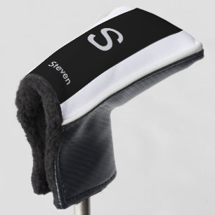 Monogram Two Tone Modern Black and White Golf Head Cover