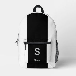 Monogram Two Tone Modern Black and White Printed Backpack