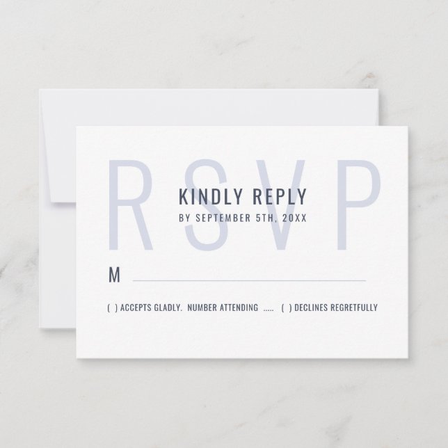 Monogram Typography Simple Bold Monochrome Wedding RSVP Card (Front)