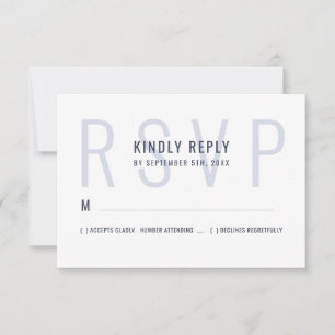 Monogram Typography Simple Bold Monochrome Wedding RSVP Card