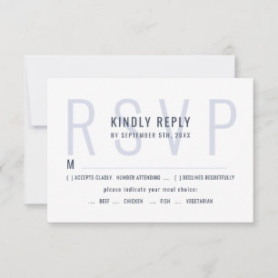 Monogram Typography Simple Elegant Meal Choice RSVP Card