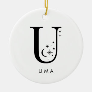 Monogram U Celestial Name Ceramic Tree Decoration