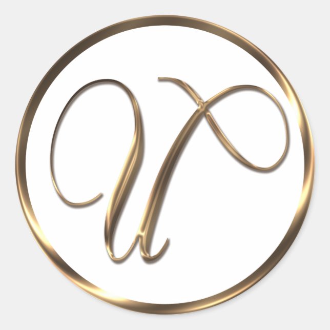 Monogram U Faux Bronze Classic Round Sticker (Front)