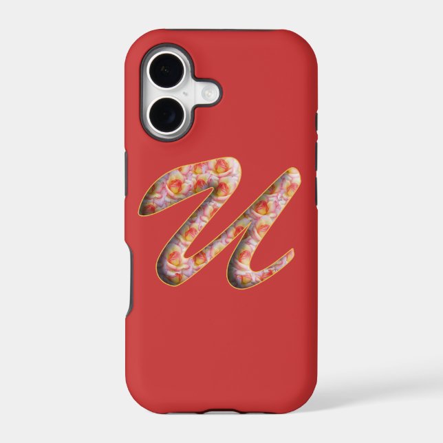 Monogram U in Roses Pattern Iphone 5 Case (Back)