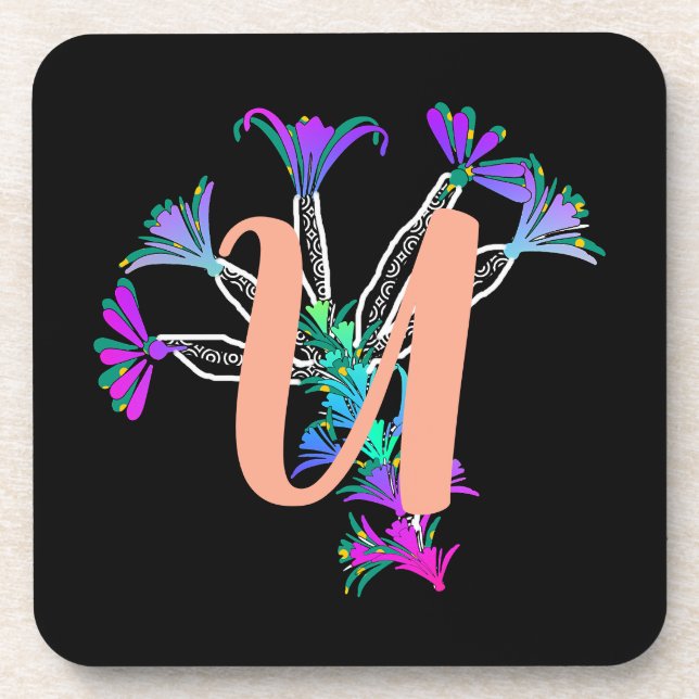 Monogram U Initial  Beverage Coaster (Front)