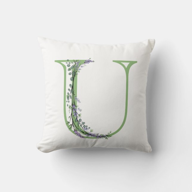 Monogram U Lavender Eucalyptus Cushion (Front)