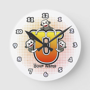 Monogram U Sock Monkey clock