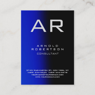 Monogram Unique Blue Black Business Card