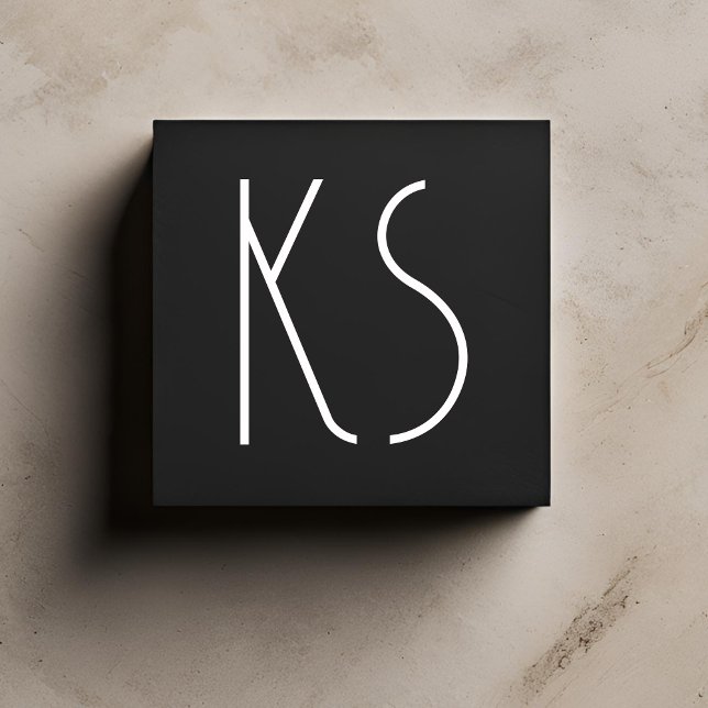 Monogram Unique Minimal Typography Black Paper Square Business Card (Creator Uploaded)