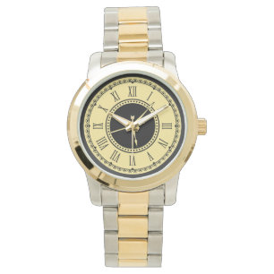 Monogram Unisex Two Tone Oversized  Bracelet Watch