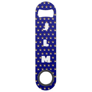 Monogram USA Gold and Blue Star Design