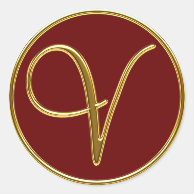 Monogram V in 3D gold Classic Round Sticker (Front)