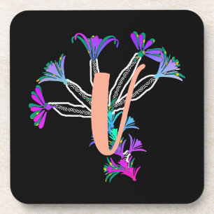 Monogram V Initial Beverage Coaster