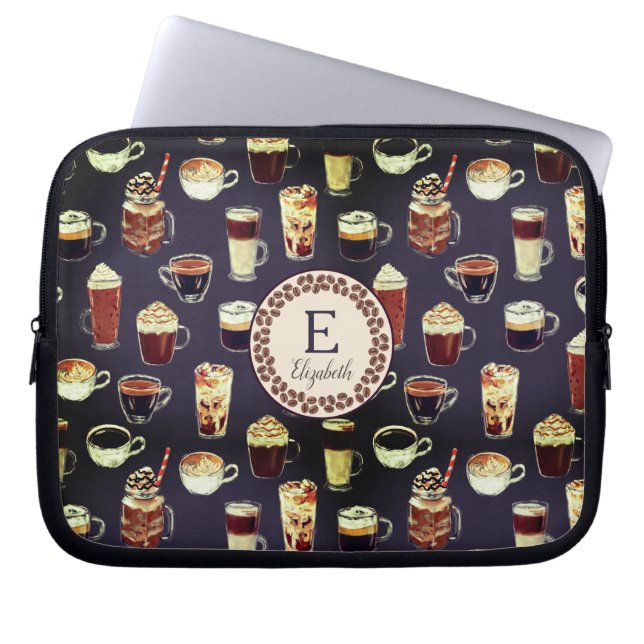 Monogram Venti Coffee Lover Fall Dark Purple Laptop Sleeve (Front)