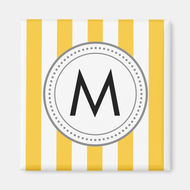 Monogram Vertical Stripes Magnet - yellow (Front)
