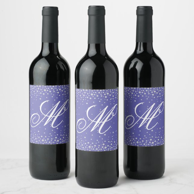 Monogram Very Peri Purple Diamonds Personalised Wine Label (Bottles)