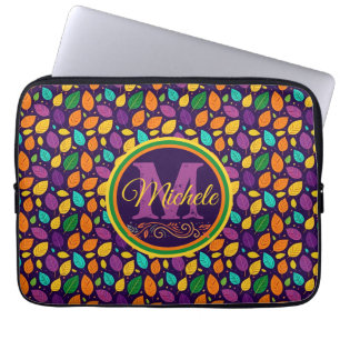 Monogram Vibrant Autumn Leaves Laptop Sleeve