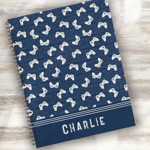 Monogram Video Gamer Pattern Custom Name Notebook