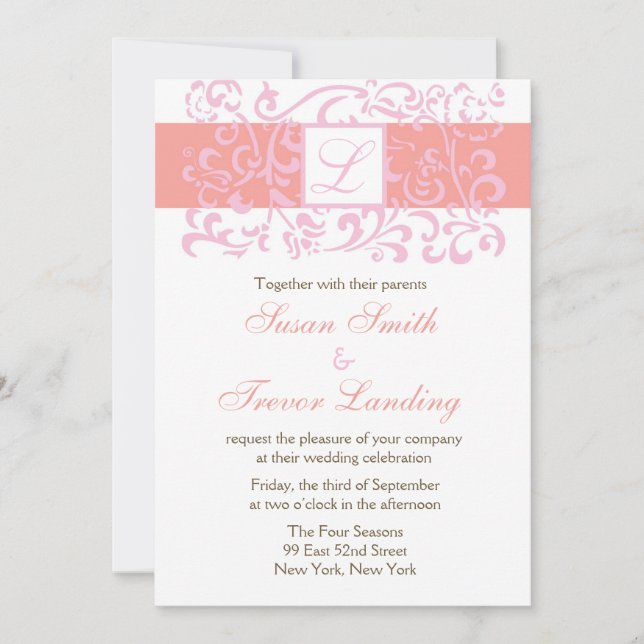 Monogram Vine Wedding Invitation (Front)