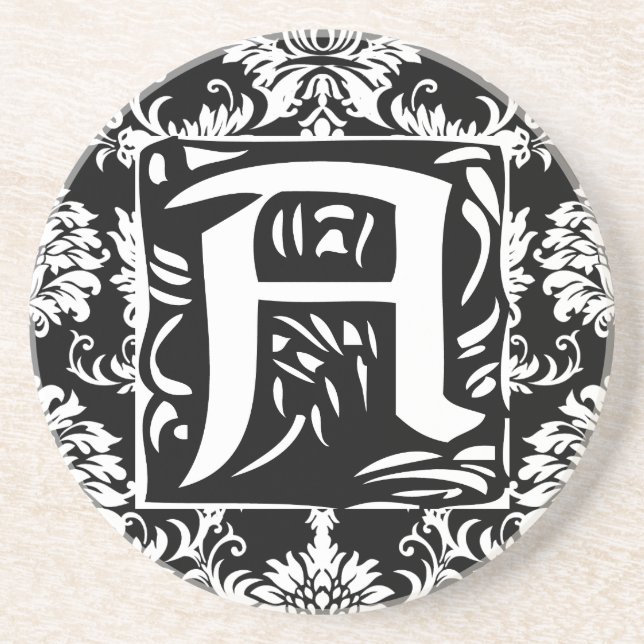 Monogram Vintage A  Wedding Anniversary Coasters (Front)