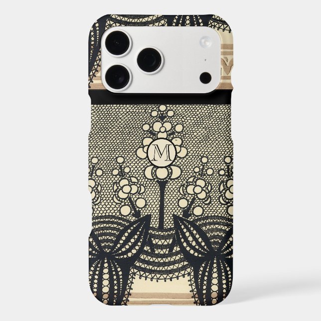 Monogram Vintage Art Nouveau Floral Pattern iphone (Back)