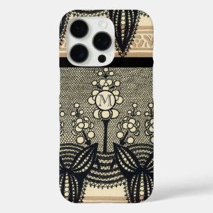 Monogram Vintage Art Nouveau Floral Pattern iphone iPhone 16 Pro Case