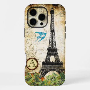Monogram Vintage Bird Eiffel Tower iPhone 16 Pro Max Case