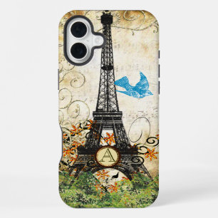 Monogram Vintage Bird Eiffel Tower iPhone 16 Plus Case