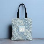 Monogram Vintage Blue Floral Pattern Tote Bag<br><div class="desc">This design features a vintage floral in blue with your personalised monogram. Personalise by editing the text in the text box provided.
#totes #totebags #bags #accessories #giftsforher #monogram #personalizedgifts</div>