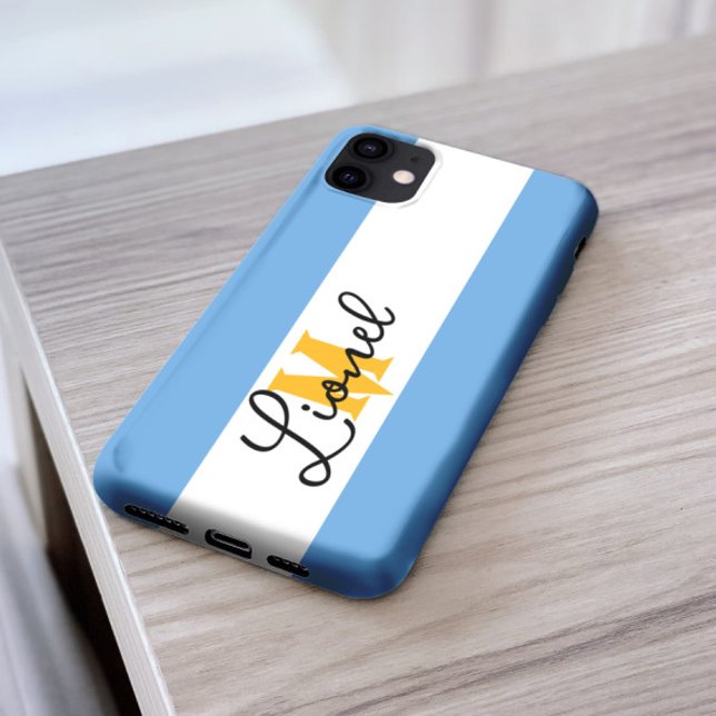 monogram Vintage Blue white Striped argentina Case-Mate iPhone Case (Creator Uploaded)