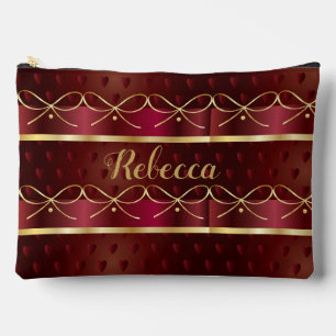 Monogram Vintage Burgundy Color Luxury Gold Decor Accessory Pouch