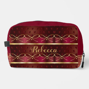 Monogram Vintage Burgundy Color Luxury Gold Decor Dopp Kit