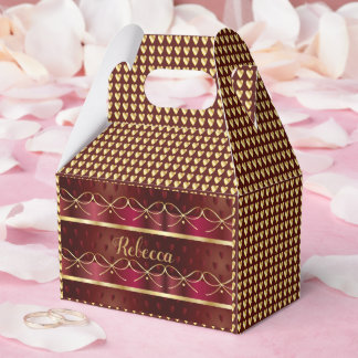 Monogram Vintage Burgundy Color Luxury Gold Decor Favour Box