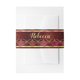 Monogram Vintage Burgundy Colour Decor Luxury Invitation Belly Band
