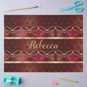 Monogram Vintage Burgundy Colour Luxury Gold Decor Tissue Paper