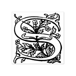 Monogram Vintage decorative floral Letter S Rubber Stamp