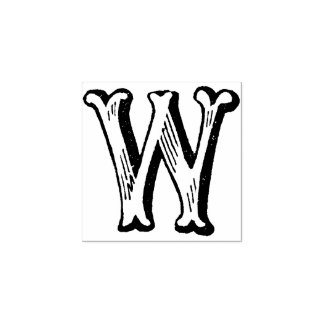 Monogram Vintage decorative Letter W Rubber Stamp