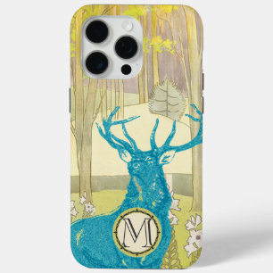Monogram Vintage Deer Art Nouveau Forest iphone iPhone 15 Pro Max Case