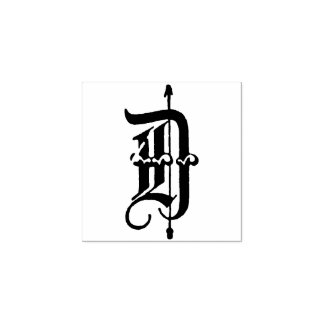 Monogram Vintage fancy old English letter D Rubber Stamp